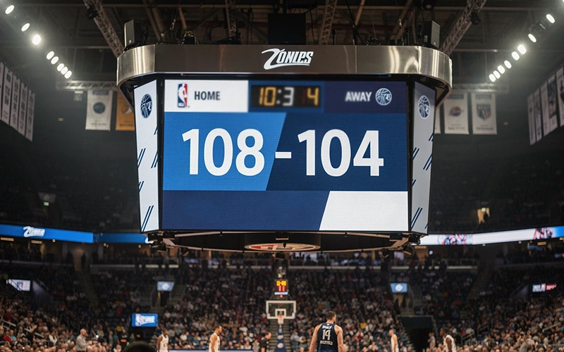 Arena scoreboard showing high game score total