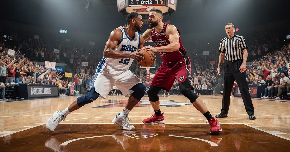 NBA basketball game in progress with arena atmosphere