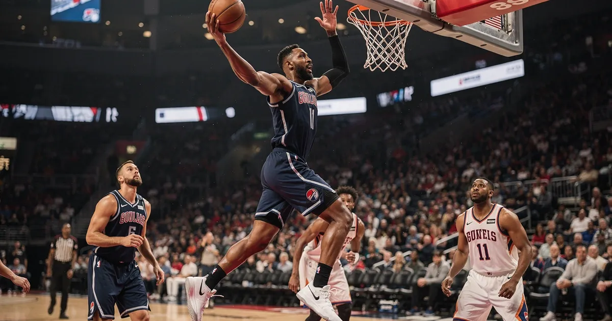 High-scoring NBA basketball game action shot
